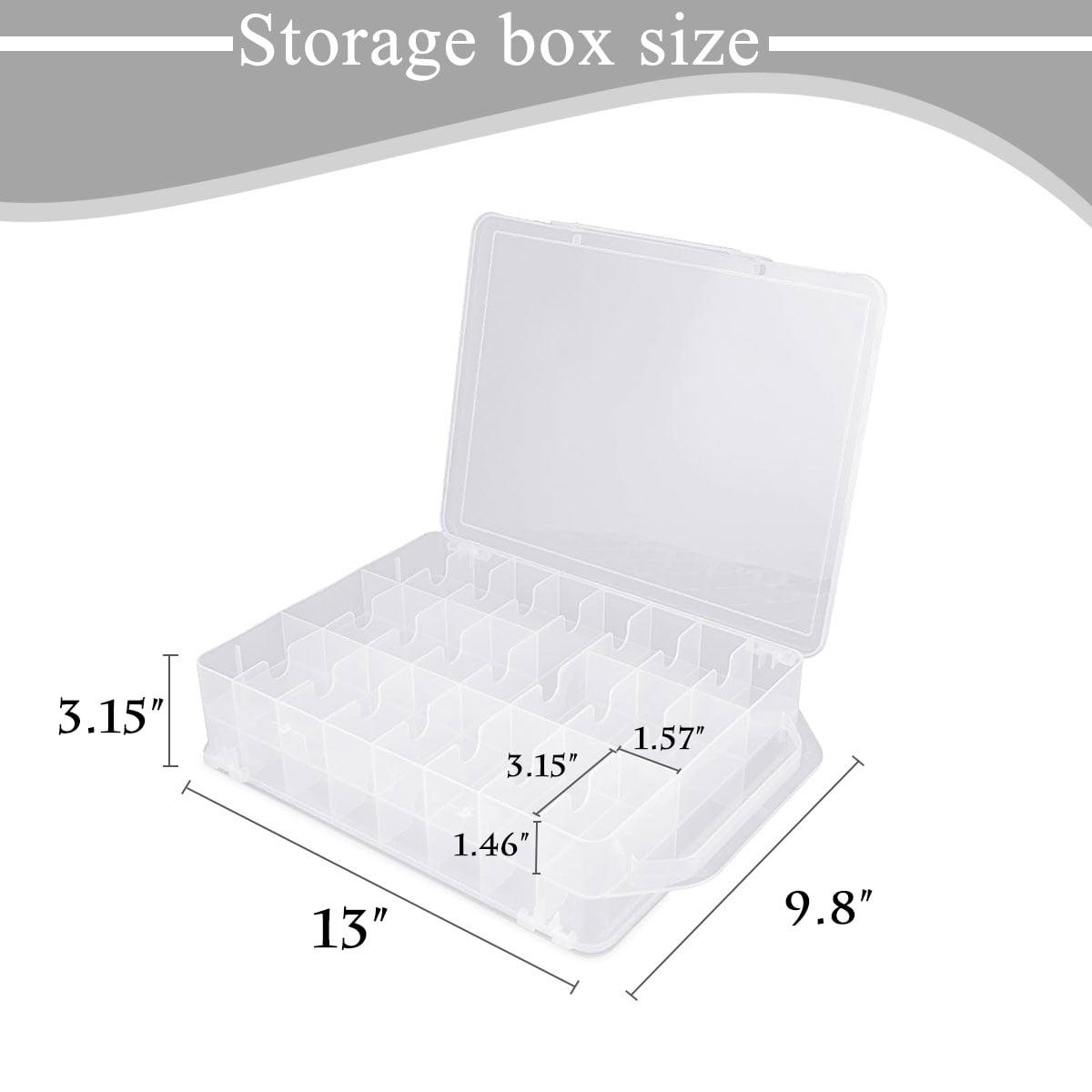 Sewing Box Organizer Double Sided Thread Box Storage Clear Plastic Organizer Box for Embroidery and Sewing Threads Craft Storage Box 46 Grids