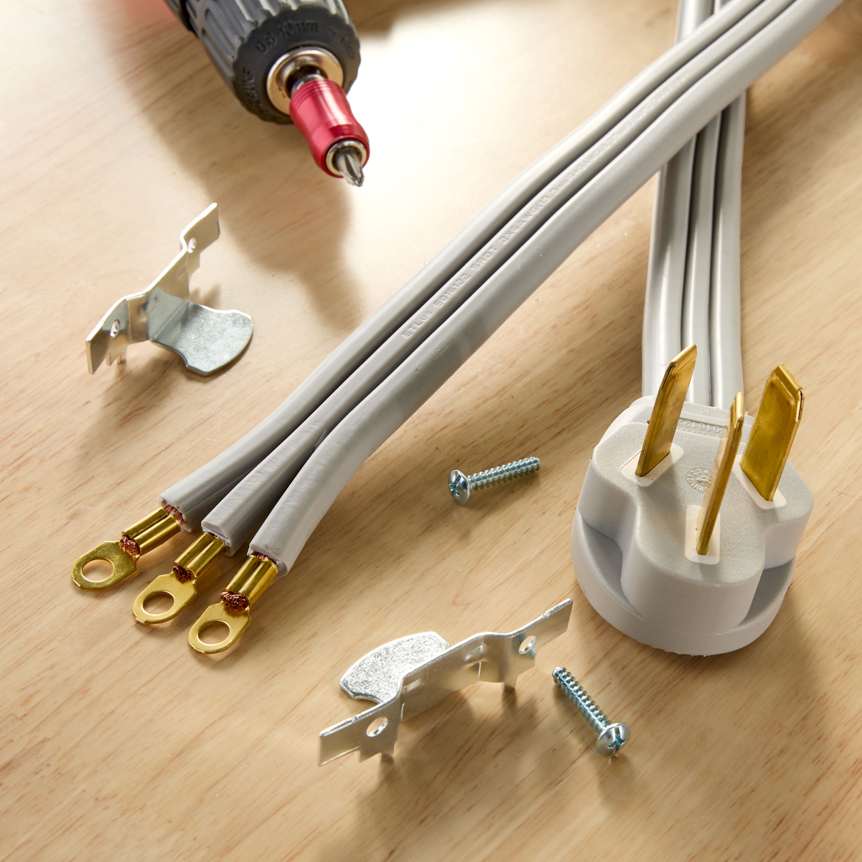 Hyper Tough 6-Foot 3-Wire Range Cord, 50 Amps, Grey, Right-angle Plug, 125/250V, 50A