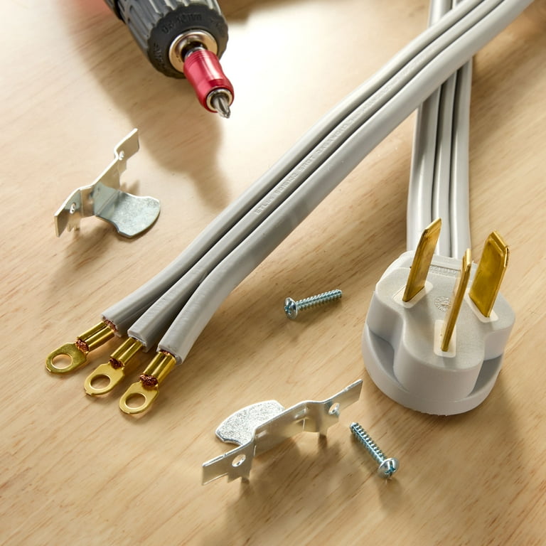 Hyper Tough 6-Foot 3-Wire Range Cord, 50 Amps, Indoor, Grey, Right