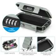 Safe Box for Cash, AMIR Mini Security Case Portable Waterproof Anti-Theft Safe Box for Money Travel Jewelry Gray