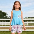 thumbnail image 2 of TOWED22 Infant Baby Girl 2 Piece Adorable Outfits Sleeveless Tee and Shorts Sweet Sets Summer Tank Top Clothing for Toddler Casual Elastic Waist Clothes(Sky Blue,9-10 Y), 2 of 9