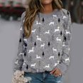 thumbnail image 1 of Mode Noël Femmes Imprimé Manches Longues Confortable Respirant Col Rond Chemise Hauts, 1 of 6