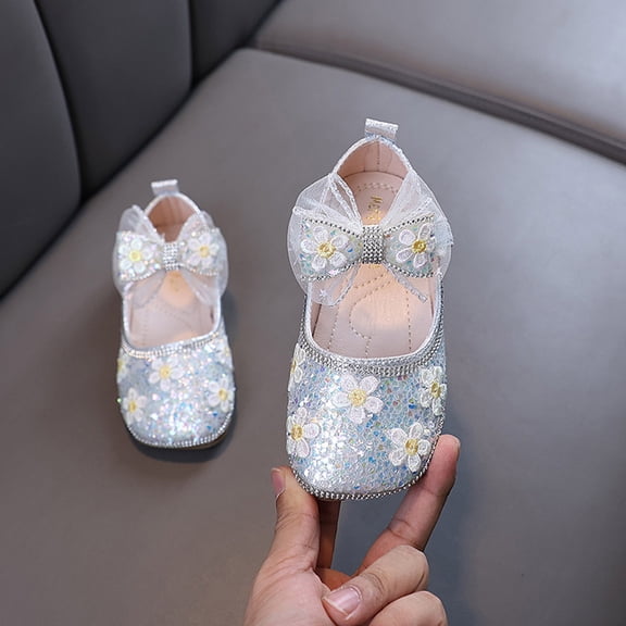 Girl Mary Jane Children's Ballet Sparkling Bow Flat Shoes Flower Girl Dance Performance Party
