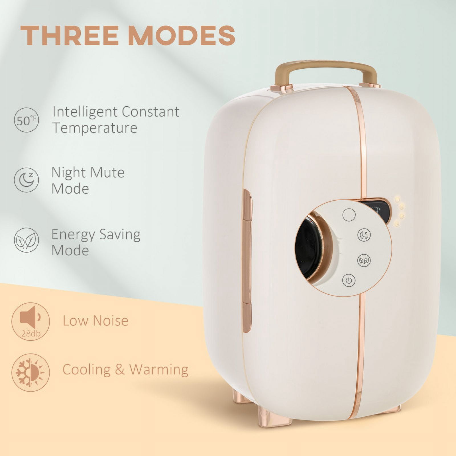 Portable Skincare Fridge with LED Display, 12L Mini Fridge for Beauty, Makeup and Cosmetics, Small Refrigerator Cooler for Bedroom, Home Office, Desktop, White On-Site