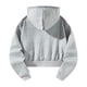 thumbnail image 5 of Sudadera con capucha recortada para mujer, cómoda, de moda, gris, con cordón, suéter recortado,, 5 of 8