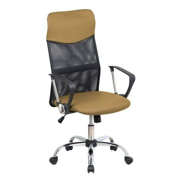 Silla De Oficina Ejecutiva Ergonomica Piel Sintetica Mesch beige KingsHouse 300261
