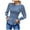 Blue, variant on IROINNID Ladies Long Sleeve T Shirts Round- Neck Floral Print Elastic Waist Pleated Bell Sleeves Lace Lap Long Sleeve Tops,Coffee