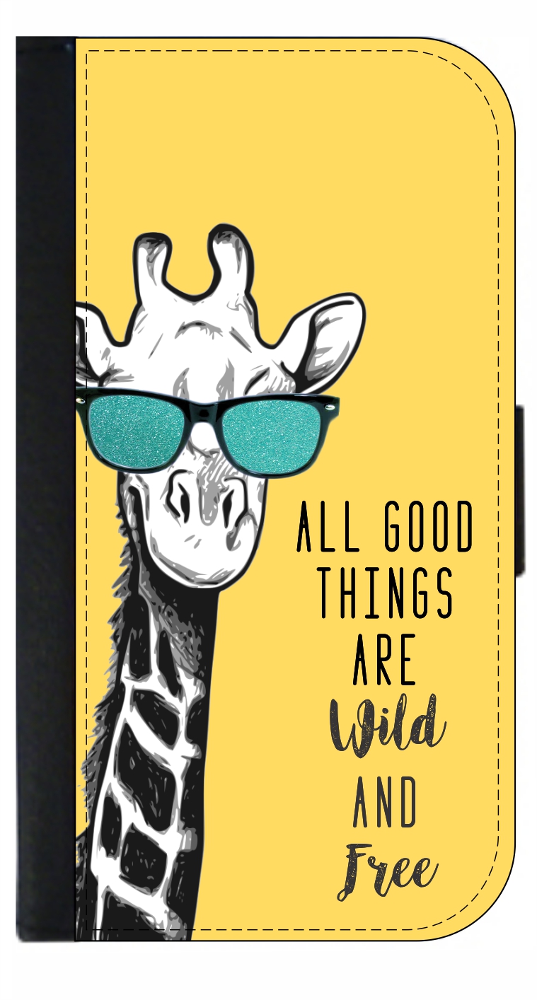 All Good Things Are Wild and Free - Giraffe Quote Expression Phrase Galaxy s10 Case - s10 Wallet Case - Galaxy s10 Case Leather Impression - Galaxy s10 Case Black - s10 Case Card Holder - image 1 of 3