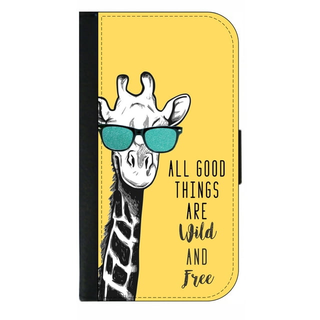 All Good Things Are Wild and Free - Giraffe Quote Expression Phrase Galaxy s10 Case - s10 Wallet Case - Galaxy s10 Case Leather Impression - Galaxy s10 Case Black - s10 Case Card Holder