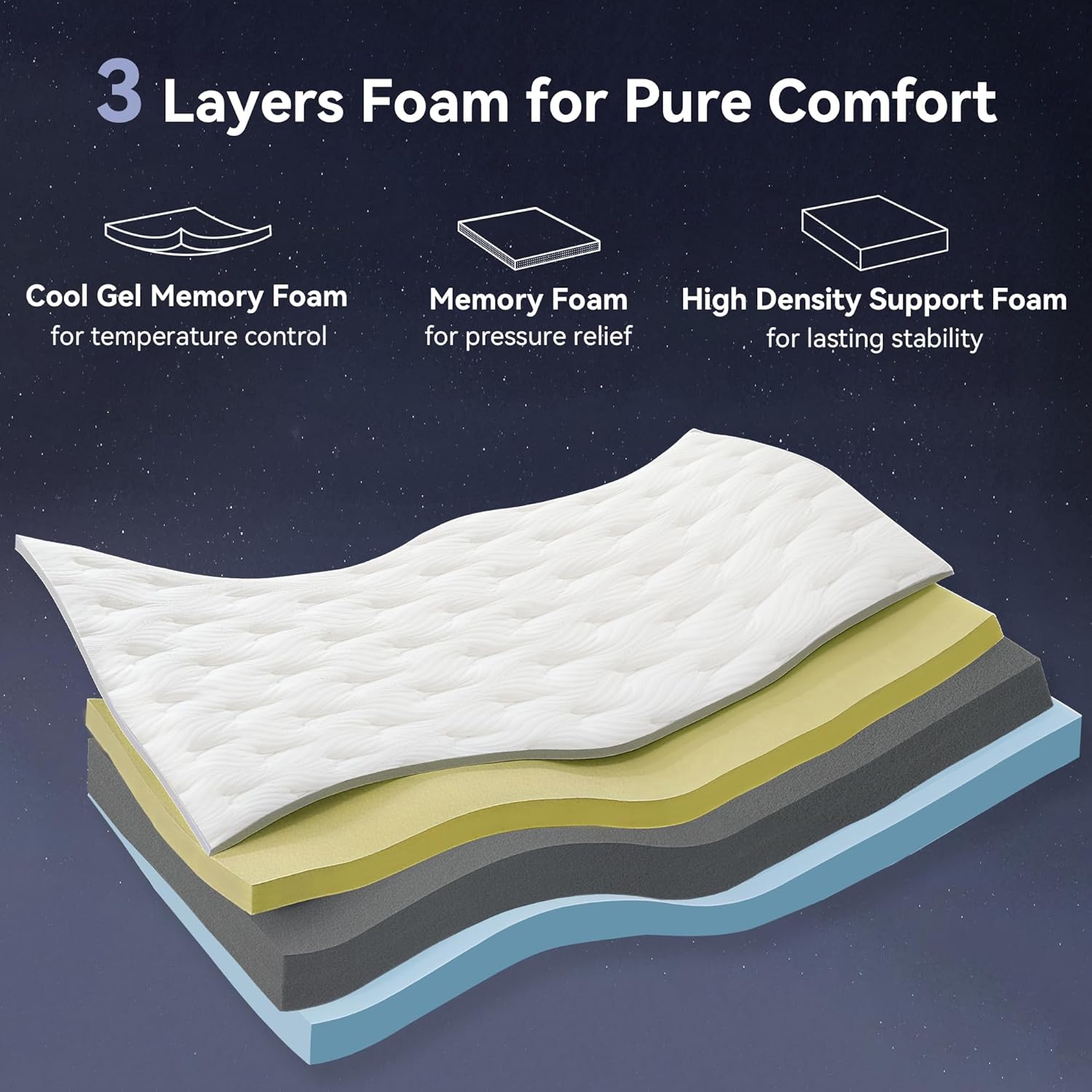 Sailvan 12-Inch King Size Mattress in a Box, Hybrid Medium-Firm Support Mattress with Cooling Gel Memory Foam,Motion Isolation, CertiPUR-US Certification,and Pressure Relief,Gray