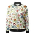 thumbnail image 4 of Women's Bomber Jacket Causal Floral Zip Up Long Sleeve Coat with Pockets 2025 Lightweight Loose Fall Fashion Outerwear Cardigan, 4 of 5