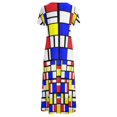 thumbnail image 5 of Robe Géométrique Vintage Style Mondrian Robe Maxi Élégante Manches Courtes Mode de Rue Boho Plage Longues Robes Vêtements Oversize, 5 of 5