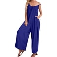 thumbnail image 4 of GILIGEGE Women Casual Overalls Jumpsuits Loose Sleeveless Spaghetti Strap Wide Leg Long Pants Romper with Pockets Women's Loose Jumpsuits Strap Stretchy Long Pant Romper Jumpsuit with Pockets, 4 of 6