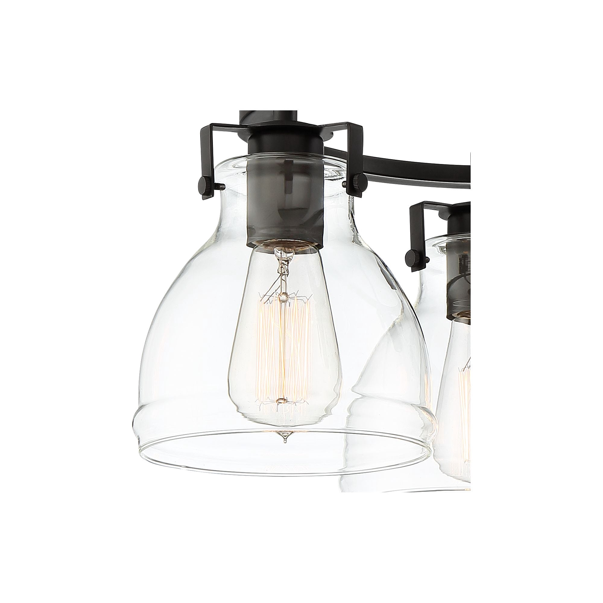 Possini Euro Design Industrial Rustic Farmhouse Ceiling Light Semi Flush Mount Fixture 14 1/2" Wide Bronze 3-Light Clear Glass Shade for Bedroom House