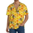 thumbnail image 3 of KLL Honeycombs Print Men's Shirt Short Sleeve Button Down Summer Cuba Beach Shirts- 4X-Large, 3 of 7