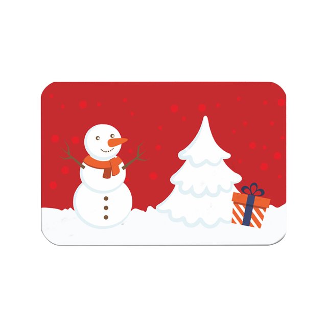 Christmas Bathroom Rug 40 cm x 60 cm Red Polyester Absorbent Non Slip Floor Mat With Snowman And Christmas Tree Print