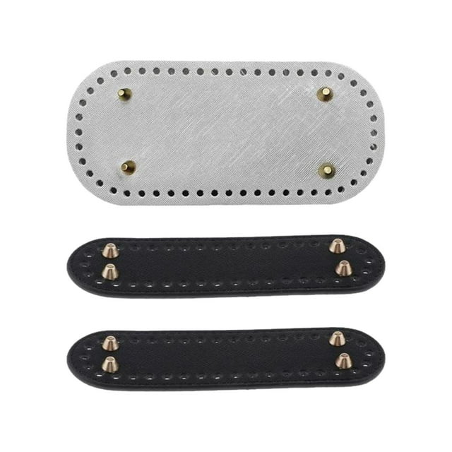Juego de 3 piezas preperforadas para tejer a mano o hacer ganchillo y rellenar la base de bolsos de hombro. Plata