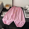 thumbnail image 3 of YIWULA Boys Sweatpants Drawstring High Waist Athletic Workout Pants Kids Solid Color Loose Jogger Pants with Pockets(Pink,90), 3 of 4