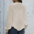 thumbnail image 4 of Lovskoo 2024 Cardigan Sweaters for Women Irregular Hem Solid Color Warm Long Sleeve Cardigan Sweater Coat Beige, 4 of 5