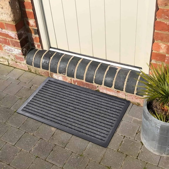 Evideco Gray PVC Door Mat 24x16 Inches - Non-Slip Backing, Weather Resistant - Indoor Outdoor - Front Door Mat for Entryway, Porch, Patio