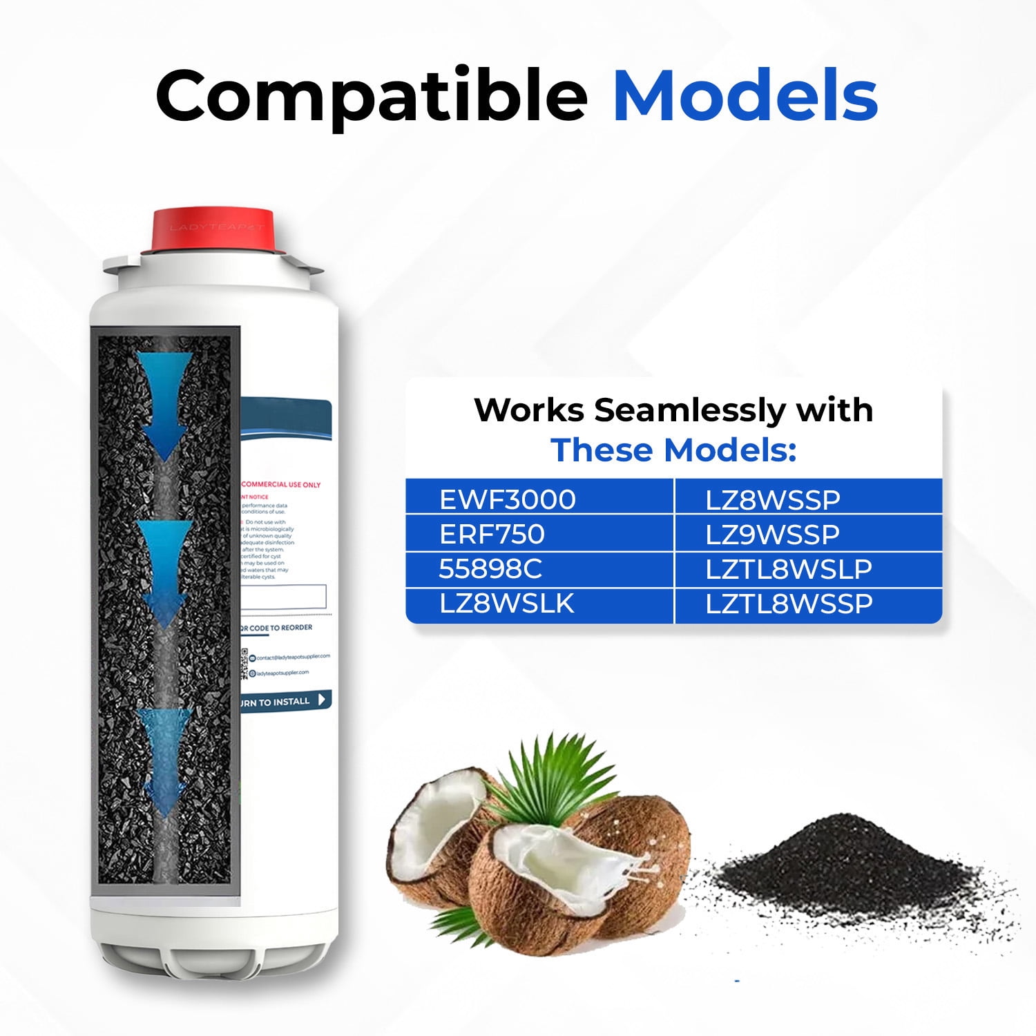 Water Filter Replacement Compatible With Elkay 51300C WaterSentry EWF3000, ezH20 Bottle Filling Stations (No Chip - 1 Pack)