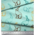 thumbnail image 3 of Soimoi Green Cotton Duck Fabric Rabbit Animal Printed Fabric 1 Yard 42 Inch Wide, 3 of 3