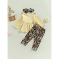 thumbnail image 4 of Seyurigaoka Toddler Baby Girls Clothes Set Leopard Print Ruffled Long Sleeves Tops and Casual Pants Headband, 4 of 9