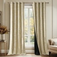 thumbnail image 3 of NICETOWN Full Room Darkening Curtains Thermal Insulated Curtains for Living Room Blackout Drapes with Gold Ivory Tree Branch Pattern for Bedroom, Grommet Top, 52W x 63L Inch, Set of 2, Beige, 3 of 8