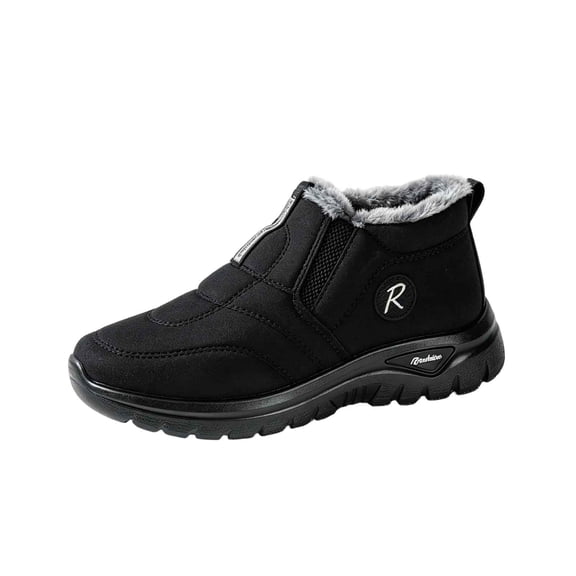 D-089 Black Ladies Winter Snow Boots Mid Calf Thickened Velvet Solid Color Warm Comfortable Fashion Casual For Women