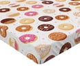 thumbnail image 2 of Ambesonne Pink Fitted Sheet, Colorful Yummy Donuts, Queen Size, Pink Brown, 2 of 3