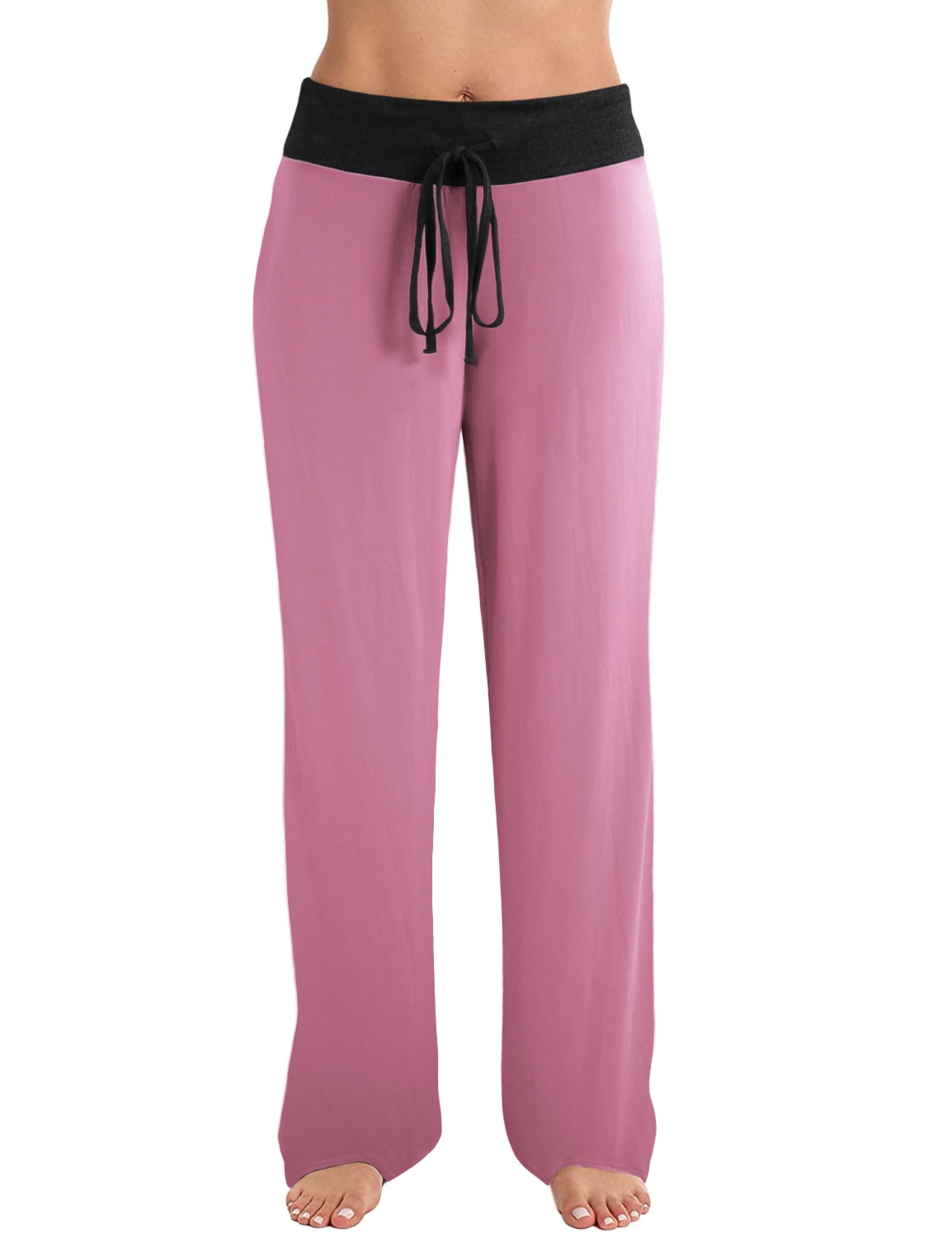 Doublju Women's High Waist Casual Drawstring Wide Leg Pajama Pants