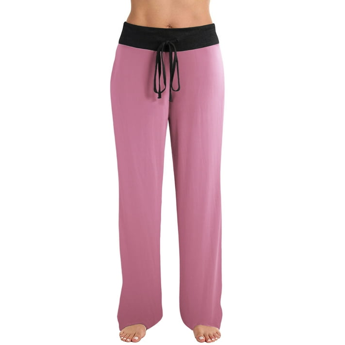 Doublju Women's High Waist Casual Drawstring Wide Leg Pajama Pants