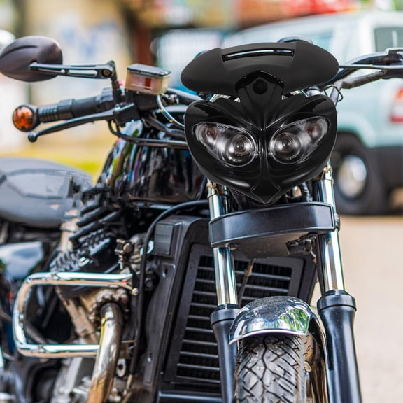 MERRYHAPY Motorcycle Front Light ABS Black Headlight for Enhanced Visibility and Safety Riding