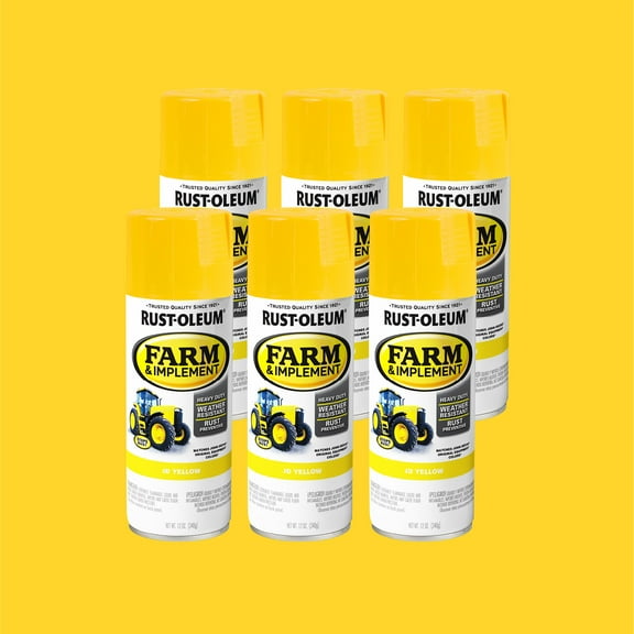 6 Pack, JD Yellow, Rust-Oleum Specialty Farm and Implement Gloss Spray Paint-280129, 12 oz