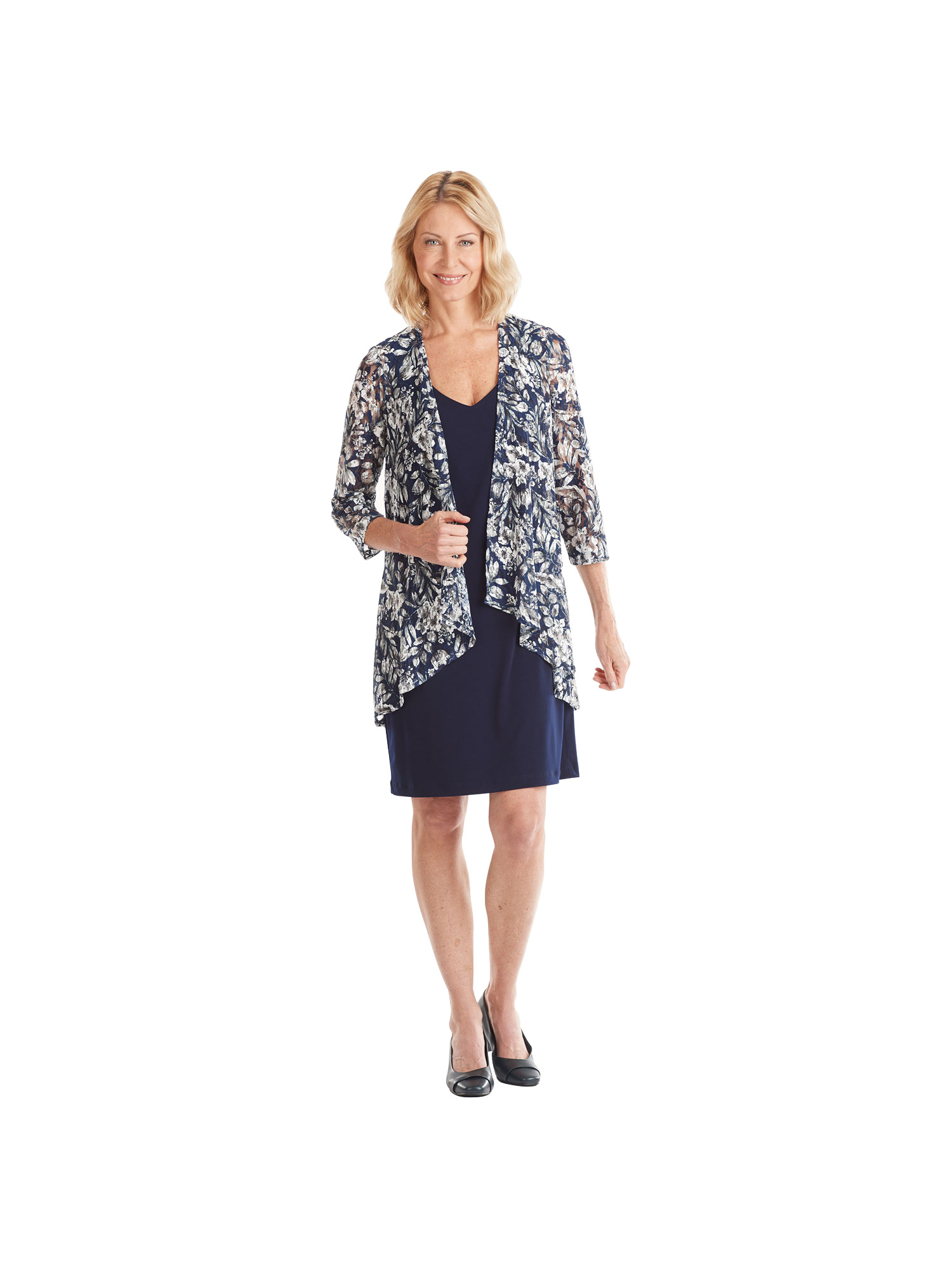 Connected Apparel Connected Apparel Midi Length Dress with Attached