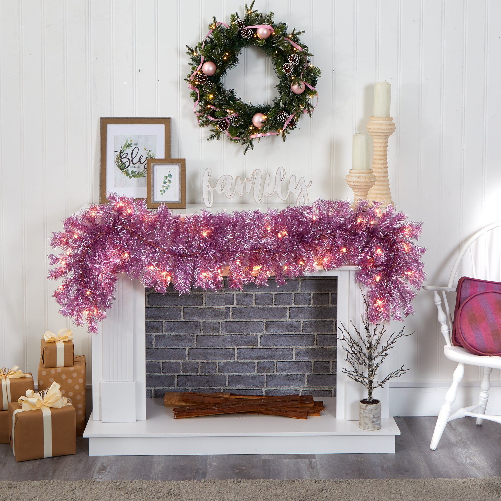 Pink Christmas Garland 