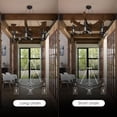 thumbnail image 3 of FINE MAKER 30 Inch Farmhouse Wooden Chandelier, Living Room 6 Light Industrial Vintage Glass Chandelier, 3 of 15