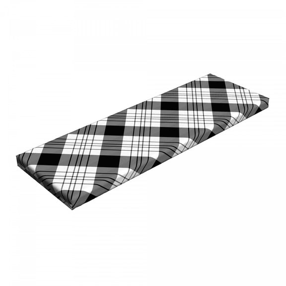 Stripe Bench Pad, Diagonal Design Geometry Inspired Motif with Hatched Polygons and Shapes, HR Foam Cushion with Decorative Fabric Cover, 45" x 15" x 2", Charcoal Grey White, by Ambesonne