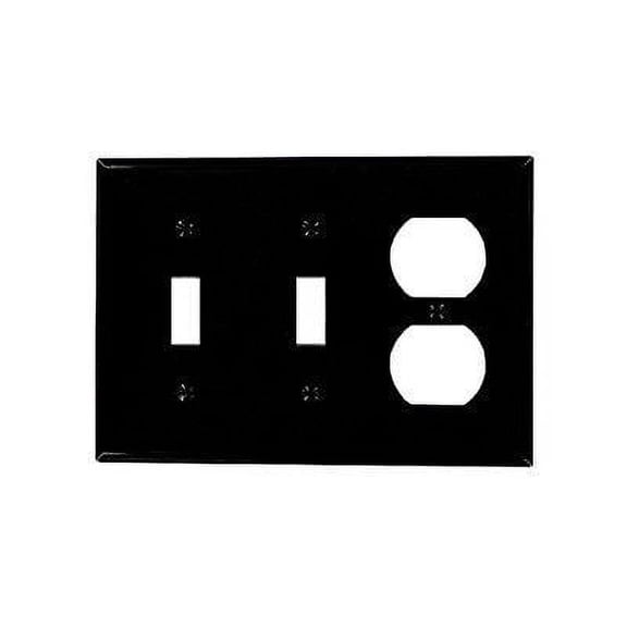 leviton 80721-e 3-gang 2-toggle 1-duplex device combination wallplate, standard size, black