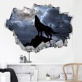 thumbnail image 1 of Adhesivo de pared Fierce Howling Wolf 3D Moonlight 42 x 60 cm PVC, 1 of 2