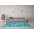 thumbnail image 3 of Ahgly Company Indoor Round Oriental Light Blue Industrial Area Rugs, 5' Round, 3 of 4
