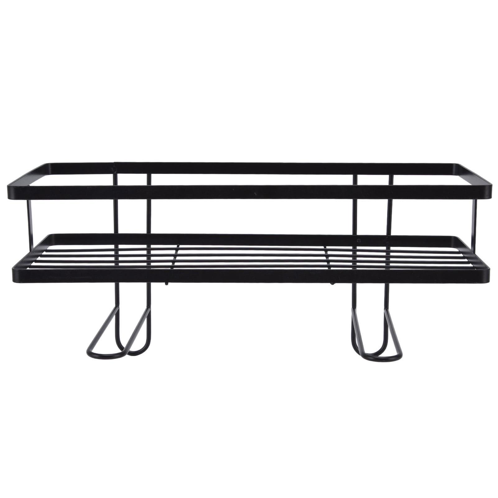 Riousery Bathroom Over The Toilet Storage Shelf Organizer, Space Saver Punch Free Iron Rack with Hooks, Black (13.4 inches / 34 cm)