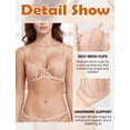 thumbnail image 4 of Aivtalk Women's Lace Balconette Bra Mesh Underwire Unlined Demi See Through Push Up Adjustable Underwire Lingerie Everyday Bras Nude 75D/34D, 4 of 7
