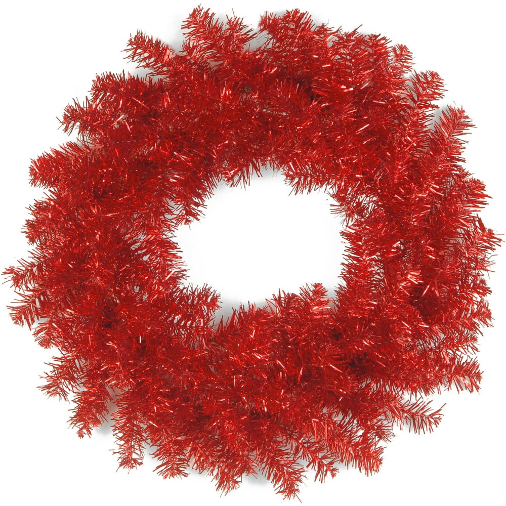 24" Red Tinsel Wreath