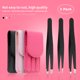 thumbnail image 3 of Seitruly Juego de 3 pinzas de aseo para pestañas, juego de pinzas de acero inoxidable para cejas con bolsa de almacenamiento, herramientas de maquillaje, plantillas de cejas Rosa roja Seitruly CE000310-03, 3 of 6