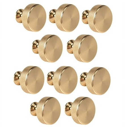 10 Pack 1.2 Inch Brushed Gold Cabinet Knobs Knurled Kitchen Cabinet Knobs Gold Drawer Knobs Round Dresser Knobs