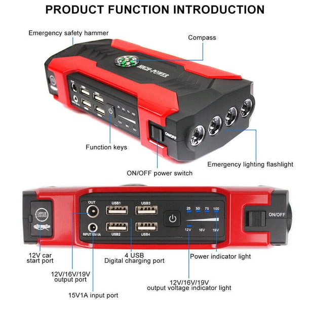Car Jump Starter Booster Jumper Box 28000mAh Power Bank Battery Charger Portable - Walmart Business Supplies Car Jump Starter Booster Jumper Box 28000mAh Power Bank Battery Charger Portable - Walmart Business Supplies