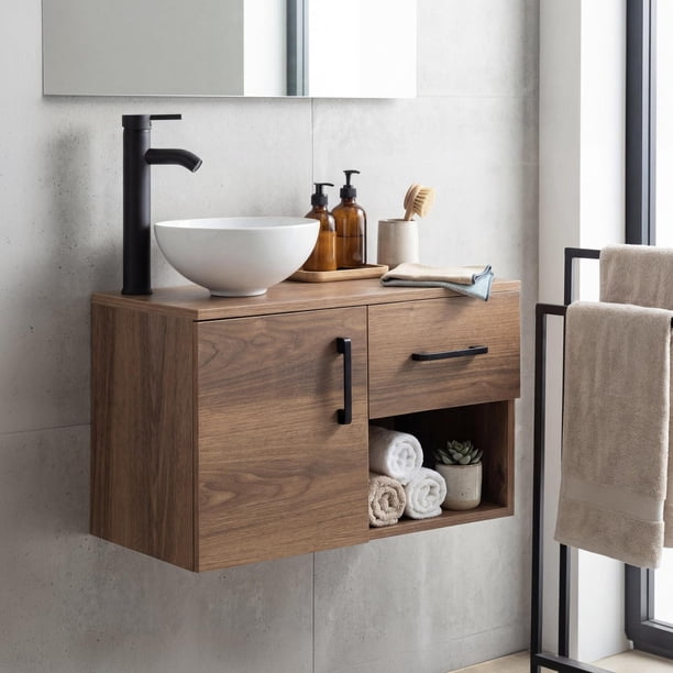 Mueble para Baño Gabinete Organizador con Llave Monomando Lavabo con Escurridor cafe
