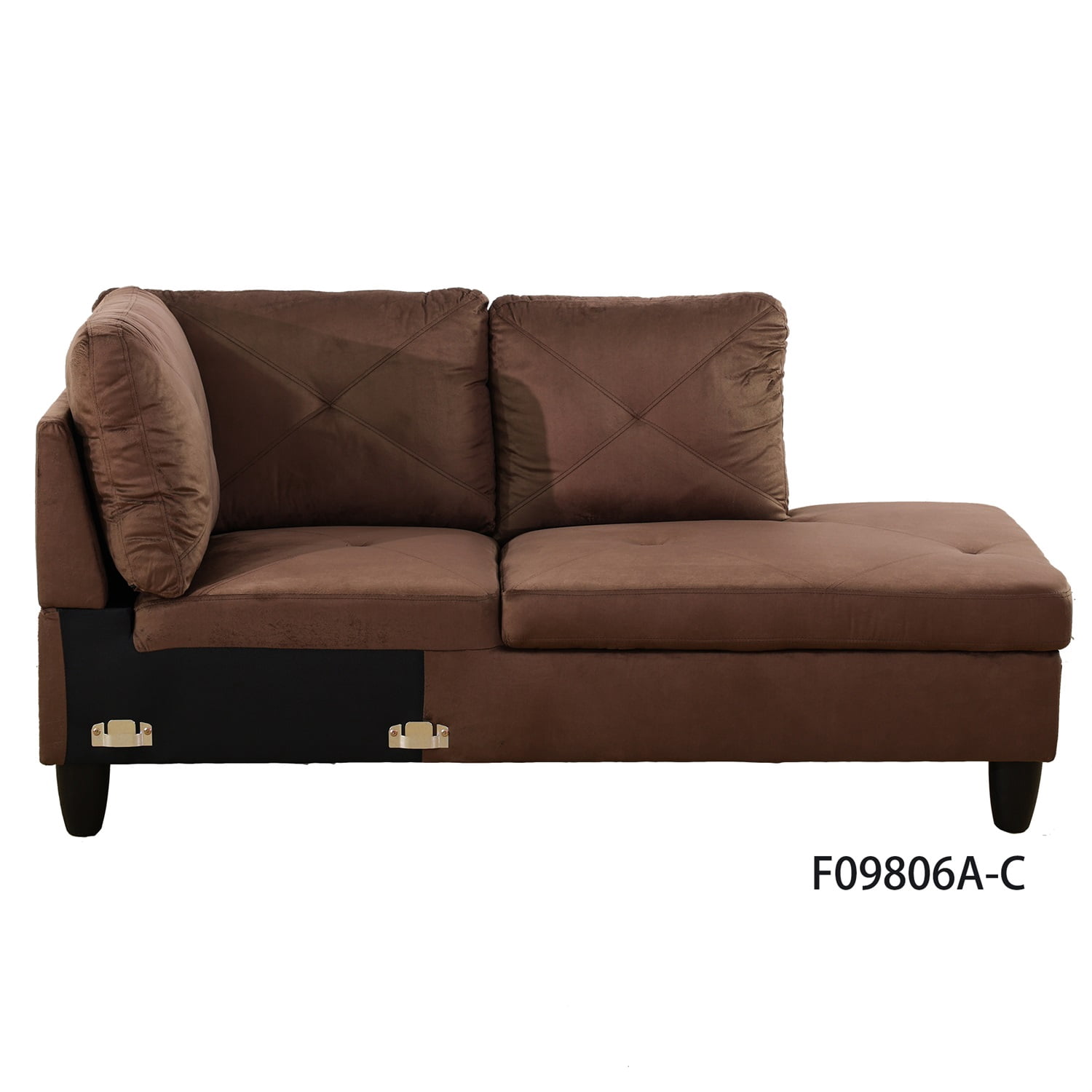Hommoo Modern Sofa Set, L-Shaped Sectional Couch Set with Left Armrest for Living Room,Microfiber Living Room Sofa Set,Brown