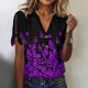 thumbnail image 1 of Fiudx Tops para Mujer Blusa de Manga Corta de Verano con Cuello En V para Mujer, Sexy, Informal, con Estampado Regular, 1 of 5